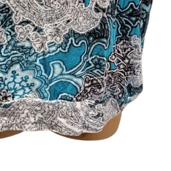 Chico's Size 1 / Medium Multi-Color Paisley Blouse Raglan Sleeves Banded Waist - Picture 9 of 13